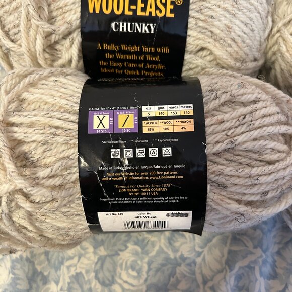6 skeins of Lion Brand Wool Ease WHEAT 402 Yarn Super Bulky Worsted - Picture 3 of 4